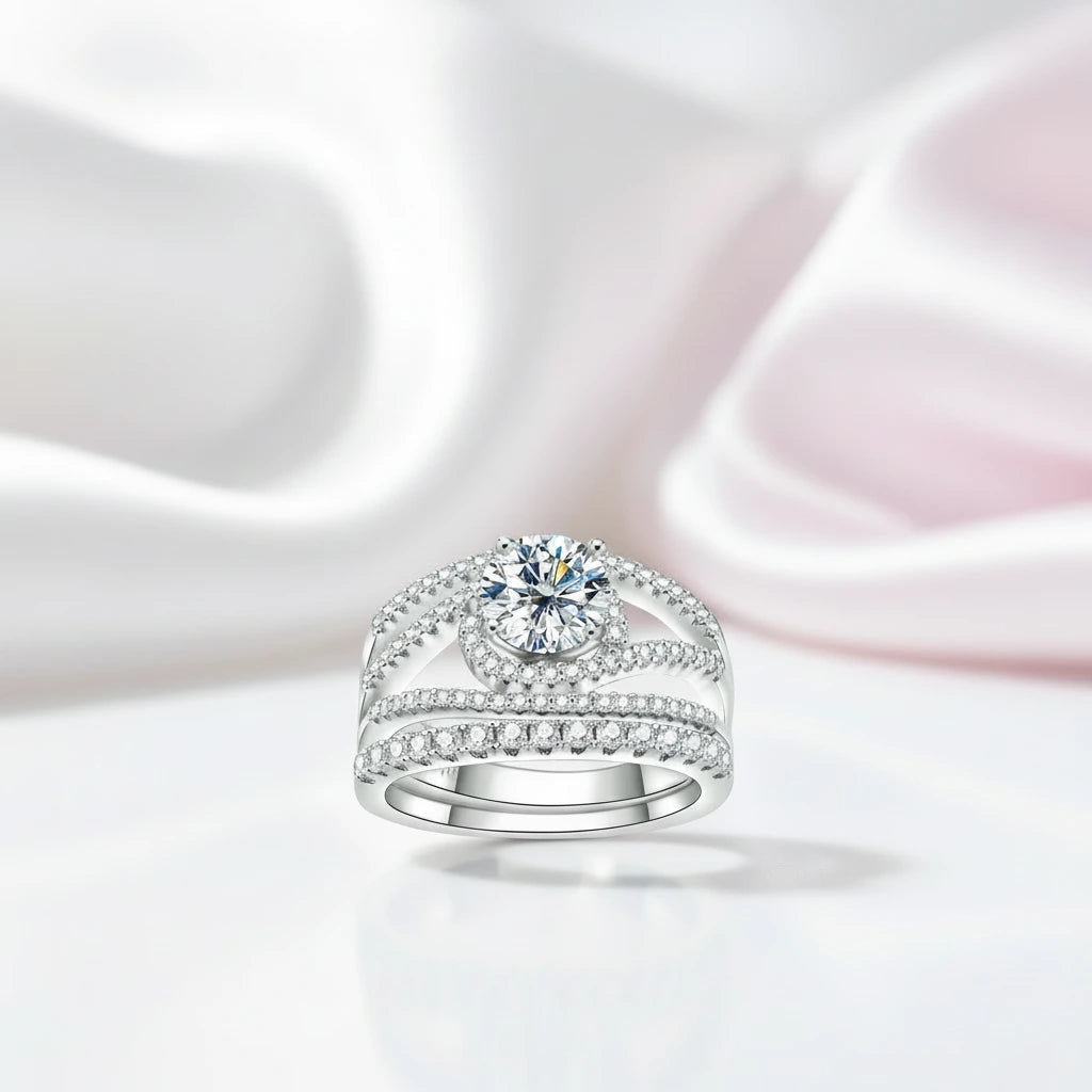 1.2 Ct Round Diamond Engagement Ring Set – Black Diamonds New York