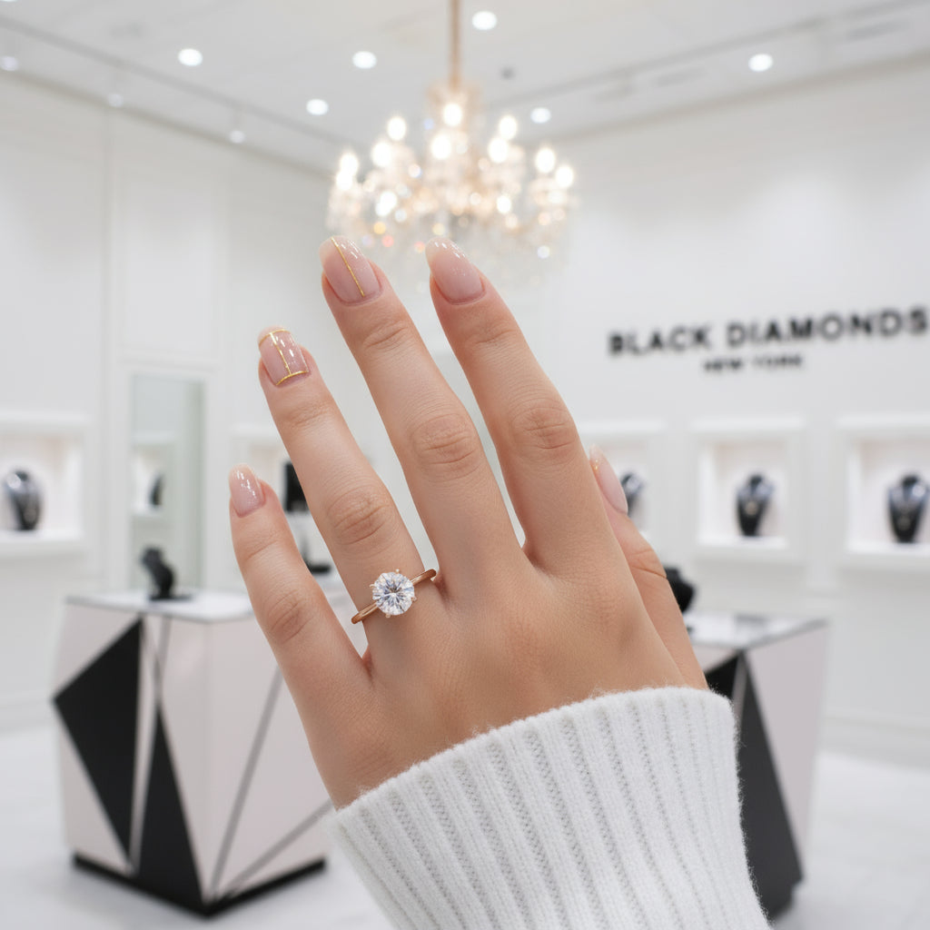 Rose gold diamond solitaire engagement ring discount