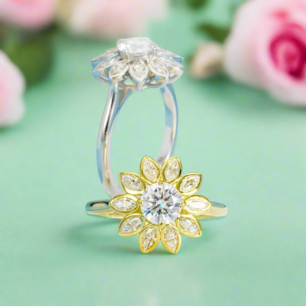 6mm Round Cut Diamond Flower Engagement Ring from Black Diamonds New York — free download