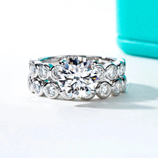 3.0 Ct Round Cut Diamond Engagement Ring Set-Black Diamonds New York