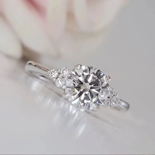 14K White Gold 1.1 Ct Round Cut CVD Lab Diamond Engagement Ring-Black Diamonds New York