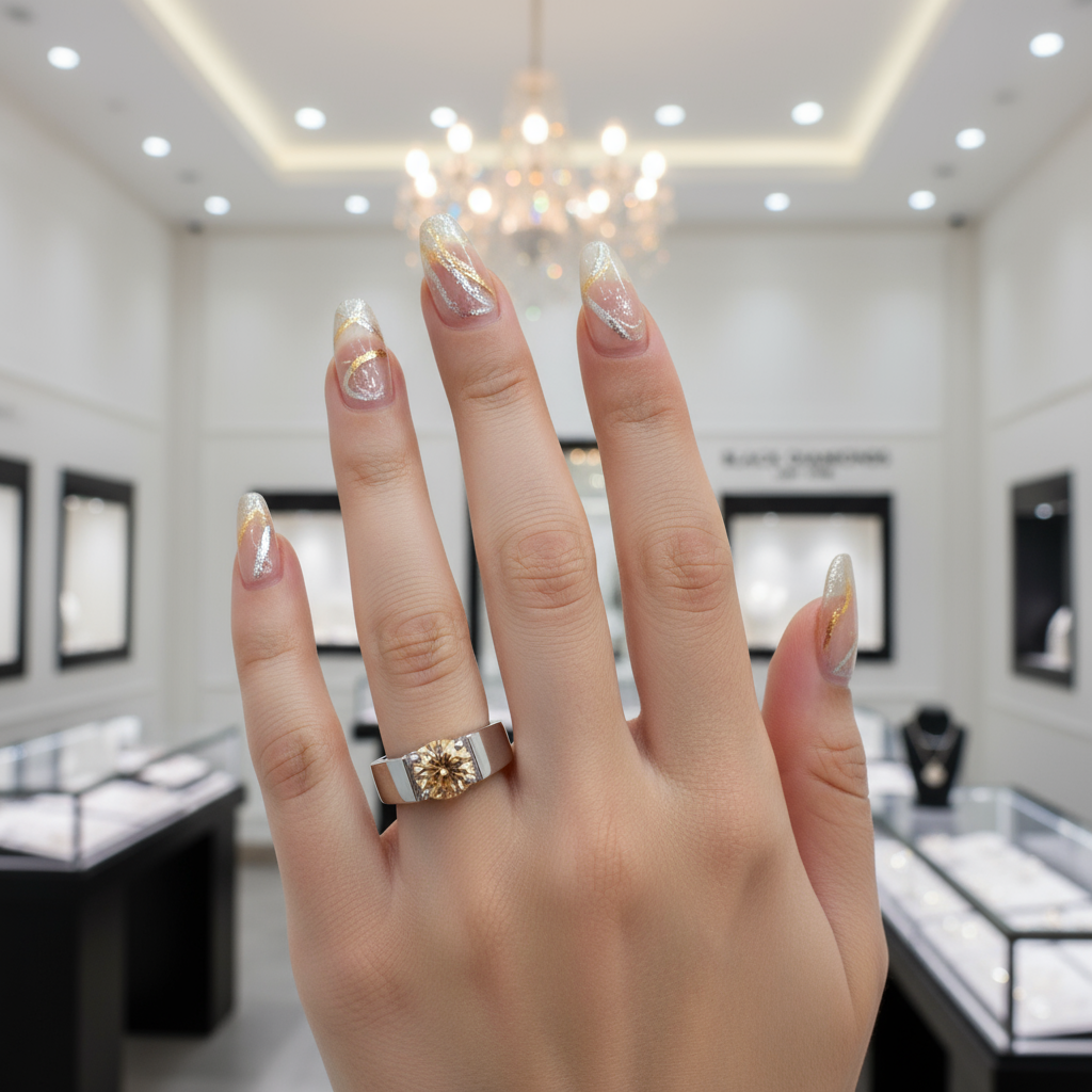 2 Carat Yellow Diamond Men's Diamond Ring-Black Diamonds New York