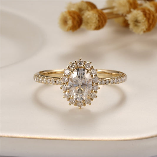 Vintage 18K Yellow Gold 1.0 Ct Oval Cut Moissanite Engagement Ring-Black Diamonds New York