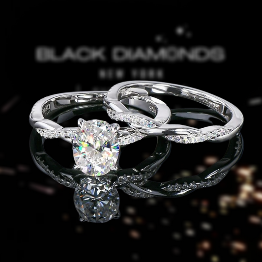 2.0 Ct Oval Cut Diamond Twisted Engagement Ring Set