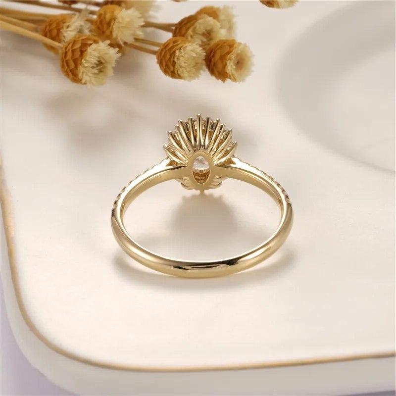 Vintage 18K Yellow Gold 1.0 Ct Oval Cut Moissanite Engagement Ring-Black Diamonds New York