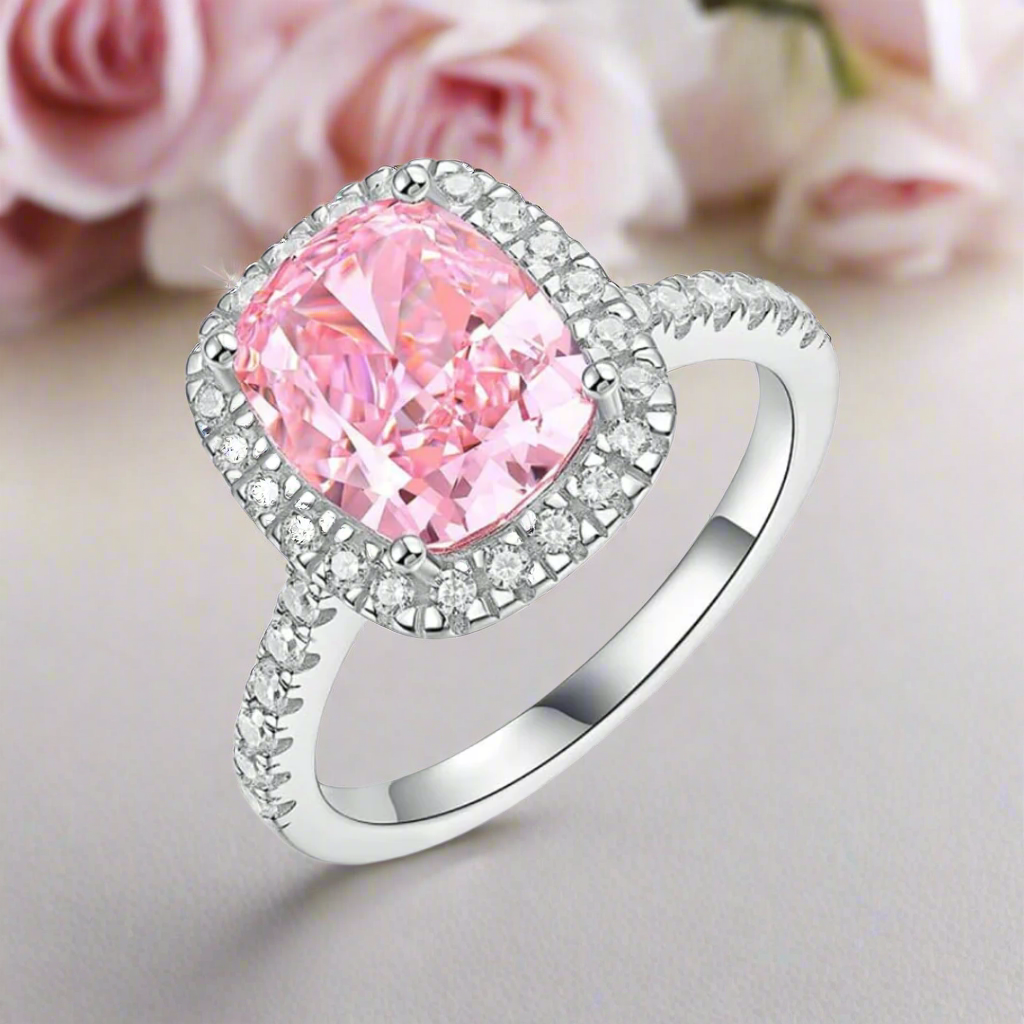 Cushion Cut Real Pink Sapphire Rings Tiffany Novo® Cushion-cut