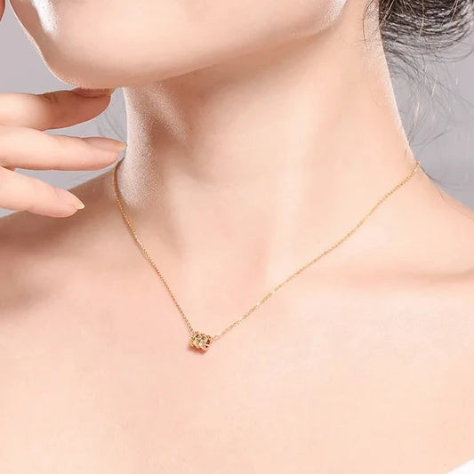 18k Yellow Gold Tubular Design Pendant Necklace-Black Diamonds New York