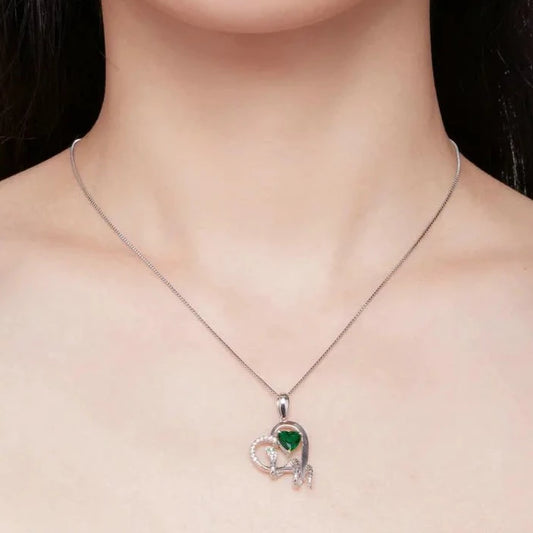 Green Heart EVN Diamond Pendant Necklace with Snake Intertwine-Black Diamonds New York
