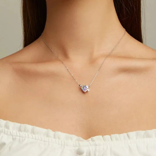 Heart EVN Diamond Women's Necklace With Cupid Arrow-Black Diamonds New York