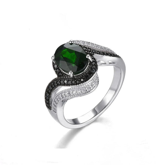 2.5 Ct Natural Chrome Diopside Spinel Engagement Ring-Black Diamonds New York