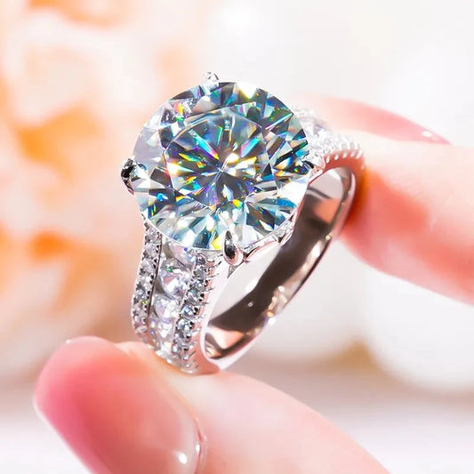 10.0 Ct Baby Blue Moissanite Engagement Ring-Black Diamonds New York