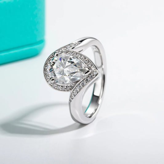2.5 Ct Pear Cut Diamond Halo Engagement Ring-Black Diamonds New York