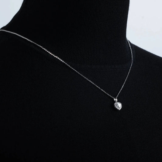 2.0 Ct Moissanite Diamond Heart Shape Pendant Necklace-Black Diamonds New York