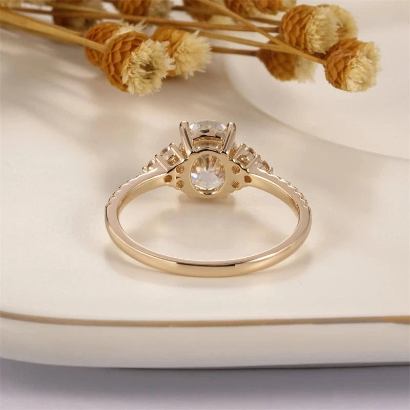 18K Yellow Gold 1.5 Ct Oval Cut Moissanite Engagement Ring-Black Diamonds New York
