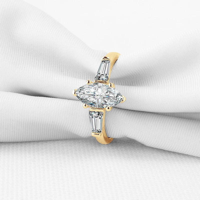 1.0 Ct Marquise Cut Diamond Three Stone Engagement Ring-Black Diamonds New York