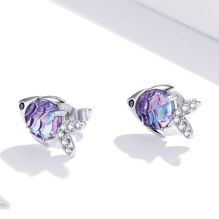 Purple Fish Scale with Created Diamond Jewelry Set-Black Diamonds New York