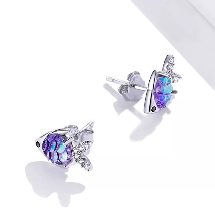 Purple Fish Scale with Created Diamond Jewelry Set-Black Diamonds New York