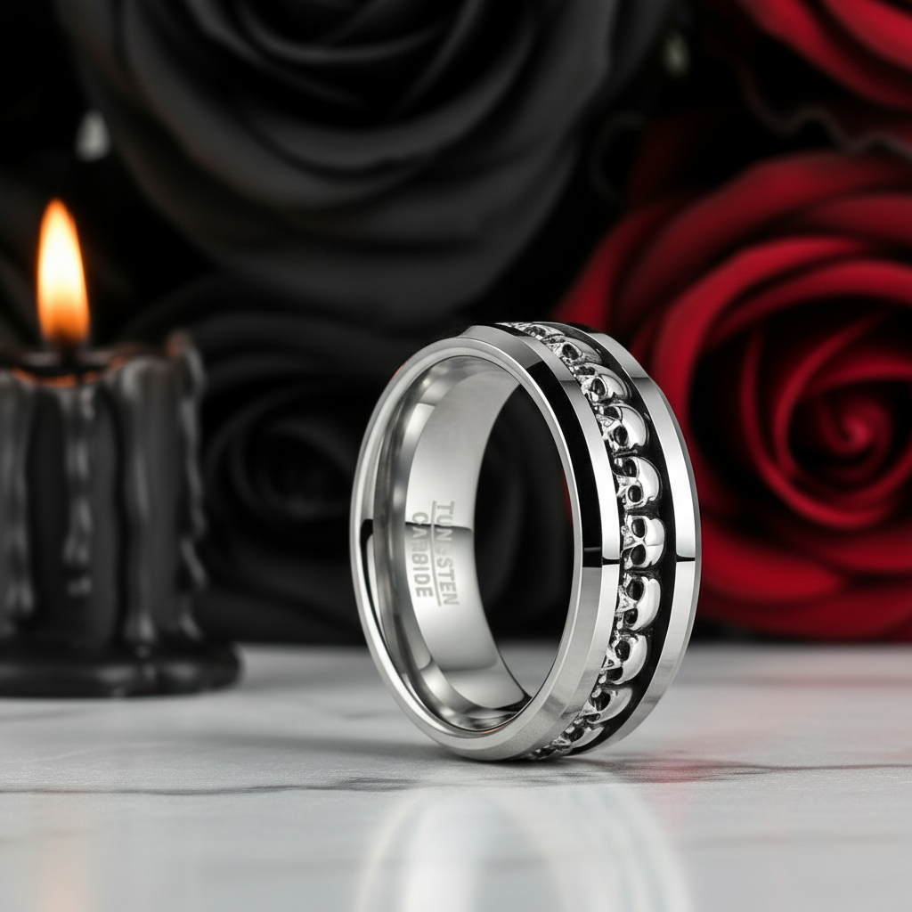 Gothic Skull Ring Band-Black Diamonds New York