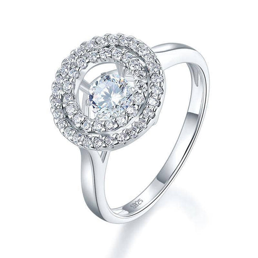 Flash Sale- Created Diamond Dancing Stone Double Halo Ring-Black Diamonds New York