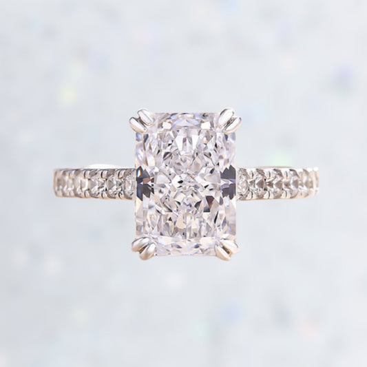 Flash Sale- Elegant 3.0ct Radiant Cut Lab Grown Diamond Engagement Ring-Black Diamonds New York