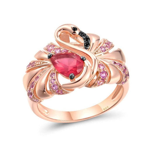 Flash Sale- Gorgeous Rose Gold Flamingo Ring-Black Diamonds New York