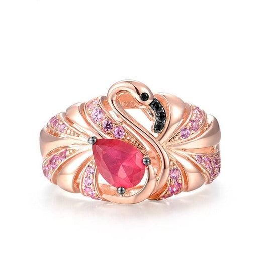 Flash Sale- Gorgeous Rose Gold Flamingo Ring-Black Diamonds New York