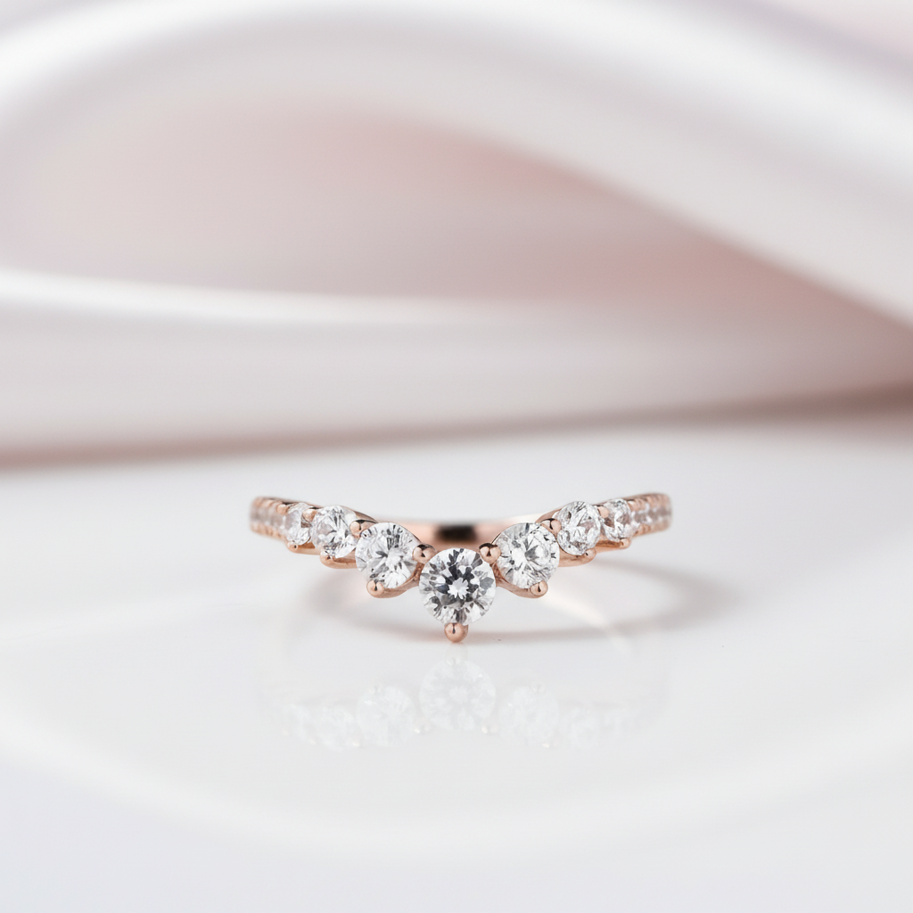 Rose Gold Chic Thin V Shaped Stacking Wedding Band