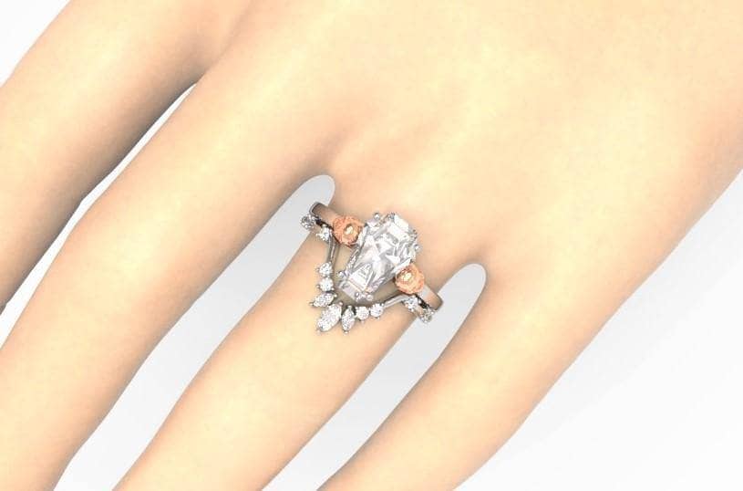 Flash Sale- True Love Rings- 14k White Gold Limited Coffin Cut Moissanite Rings-Black Diamonds New York