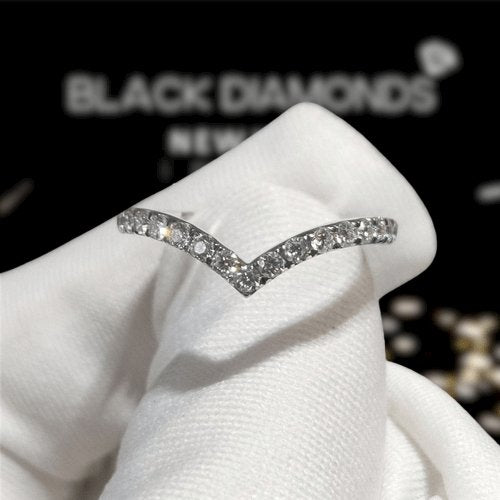 0.22ct Micro Round Cut D Color Moissanite Wedding Band-Black Diamonds New York