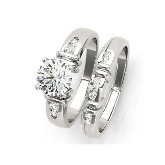 1 ct Round Cut Diamond White Gold Engagement Set-Black Diamonds New York