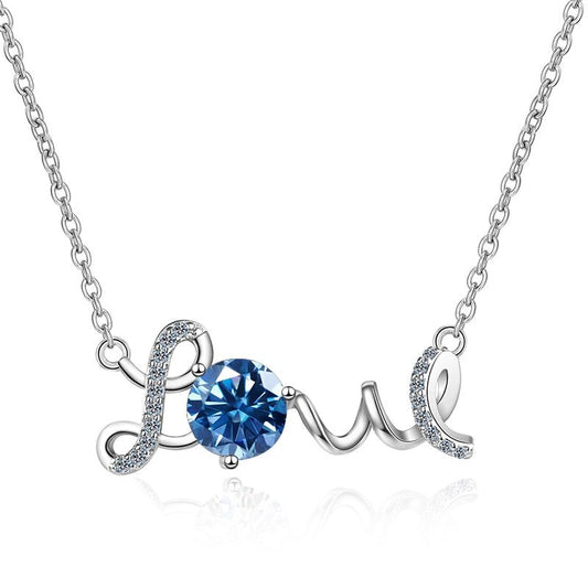 1.0 ct Round Cut Moissanite Love Design Necklace-Black Diamonds New York