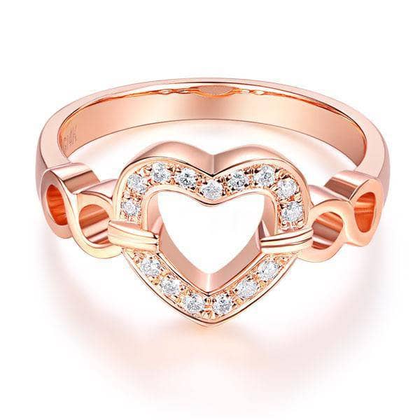 14K Rose Gold Heart Promise Ring Natural Diamond from Black