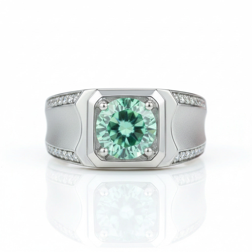 1Ct Green Color Diamond Men's Modern Ring – Black Diamonds New York