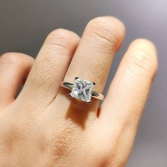 2 Carat Princess Cut Moissanite Engagement Ring-Black Diamonds New York