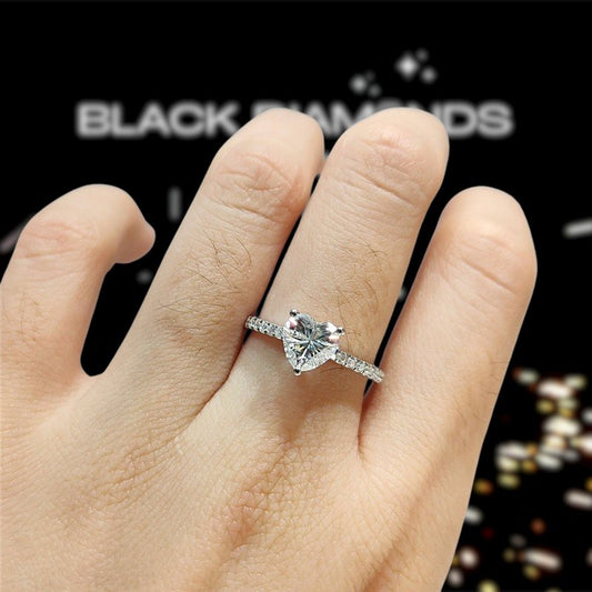 2.0ct Heart-cut Moissanite Engagement Ring-Black Diamonds New York
