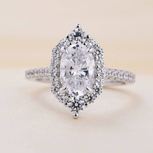 2.0ct Oval Cut Sona Simulated Diamond Engagement Ring-Black Diamonds New York