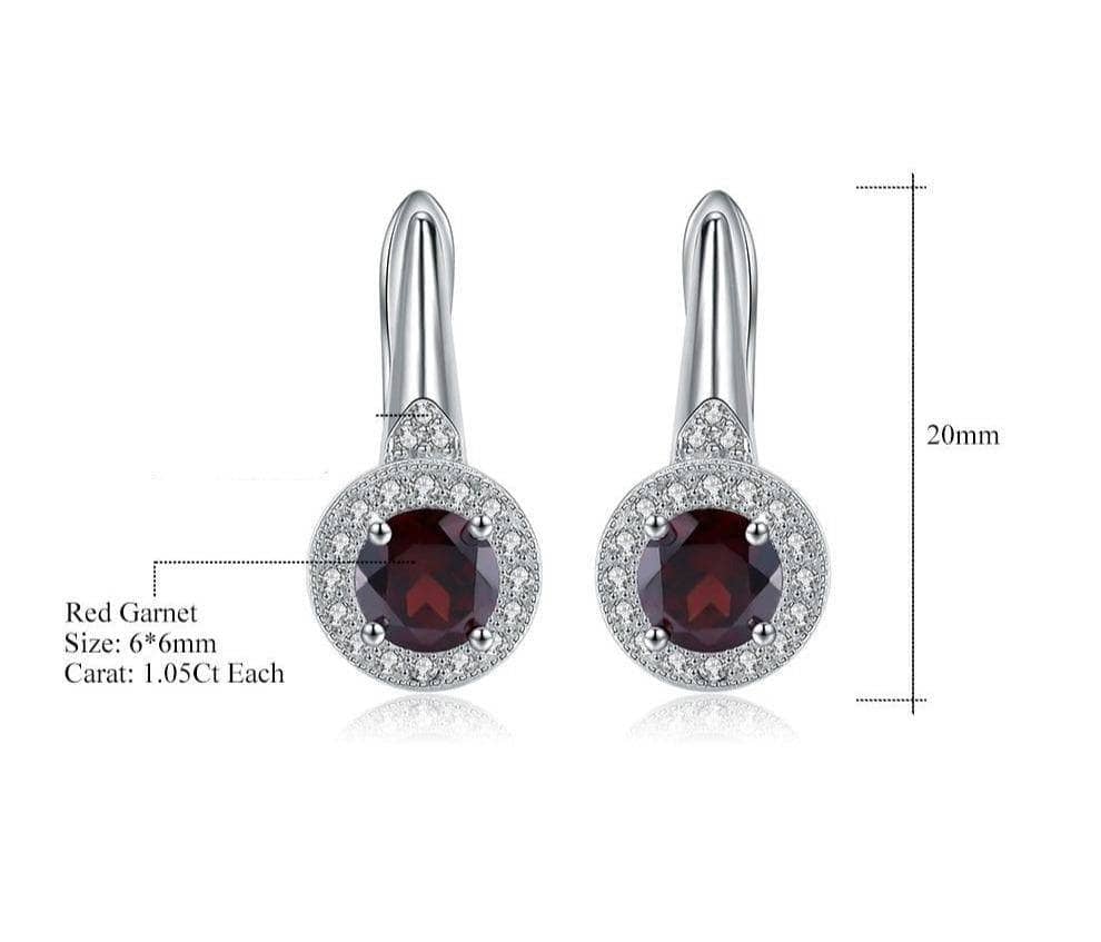 2.10Ct Round Natural Red Garnet Stud Earrings-Black Diamonds New York