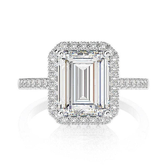 2ct Emerald Cut Excellent Moissanite Enagageme Ring-Black Diamonds New York