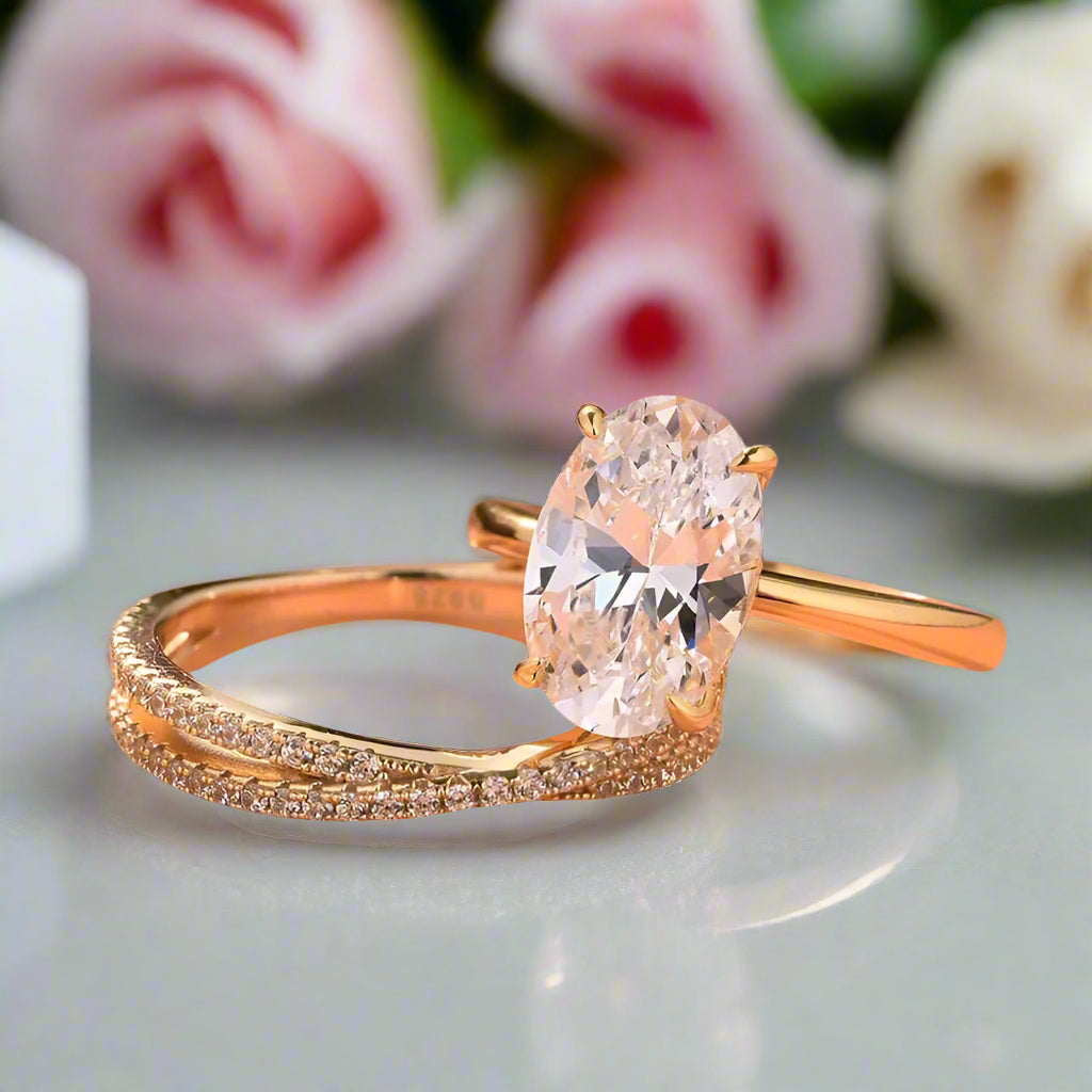 Carat Oval Cut Yellow Gold Wedding Ring Set – Black Diamonds