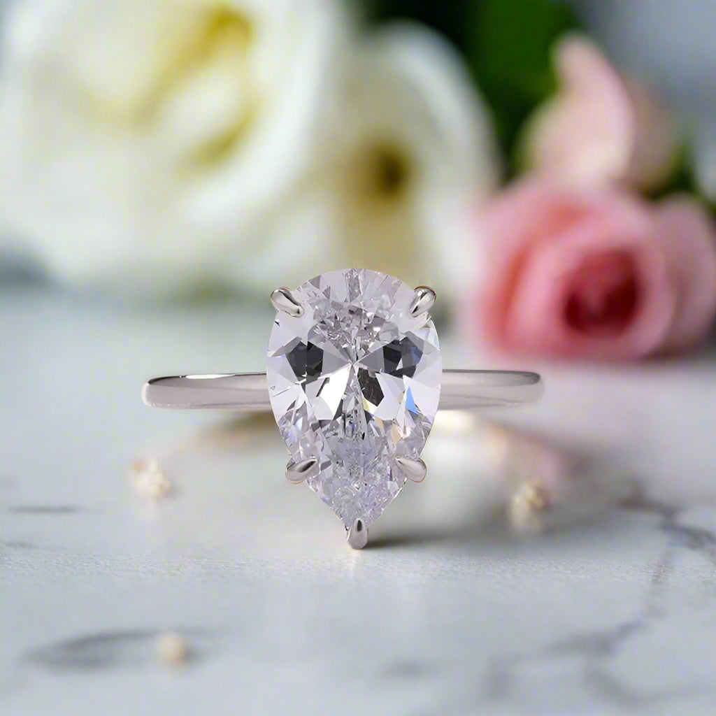 Carat Pear Cut White Gold Engagement Ring – Black Diamonds New
