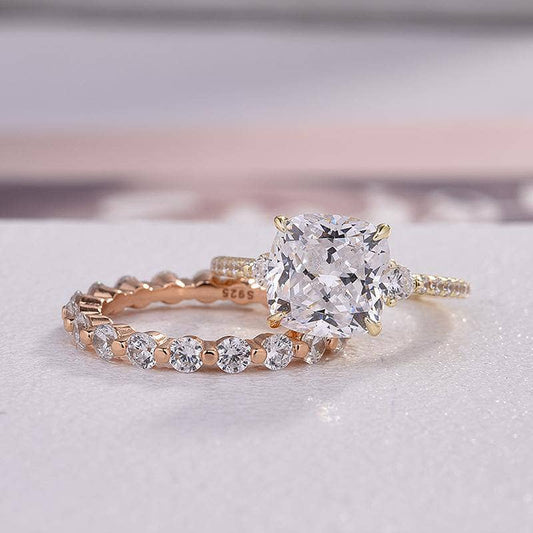 3.5 Carat Cushion Cut Women's Wedding Ring Set-Black Diamonds New York
