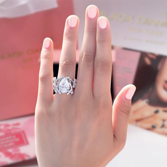 4.0 ct Pear-Cut Diamond Anniversary Ring-Black Diamonds New York