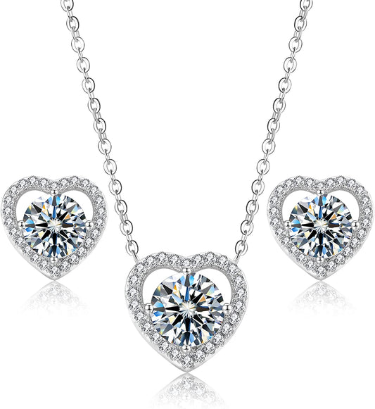 .50ct Certified Moissanite Happy Hearts Necklace and Earring Set-Black Diamonds New York