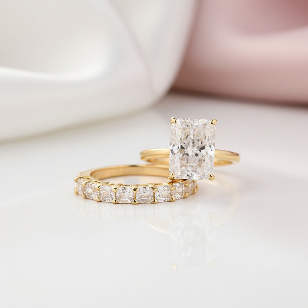 yellow gold dress rings Yellow Gold Classic Round Cut Wedding Ring Set 7