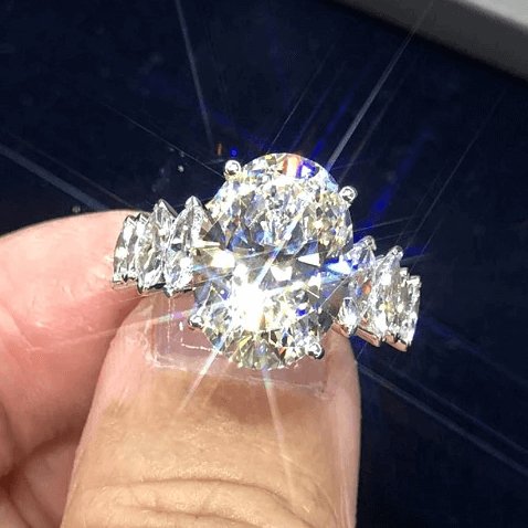 5ct Luxury Oval Cut Moissanite Diamond Engagement Ring-Black Diamonds New York