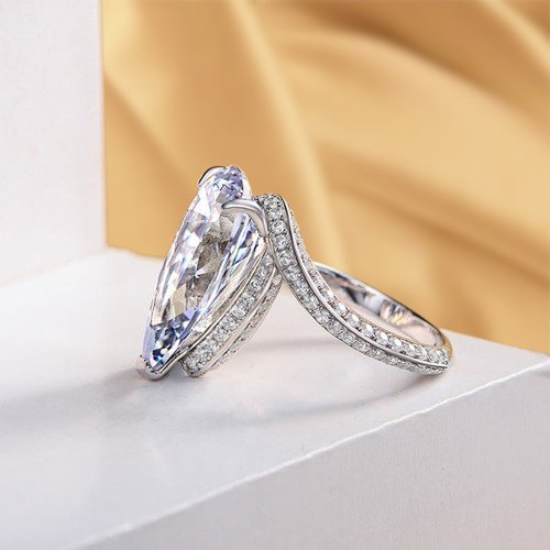 6.50 ct Pear-Cut Moissanite Engagement Ring-Black Diamonds New York
