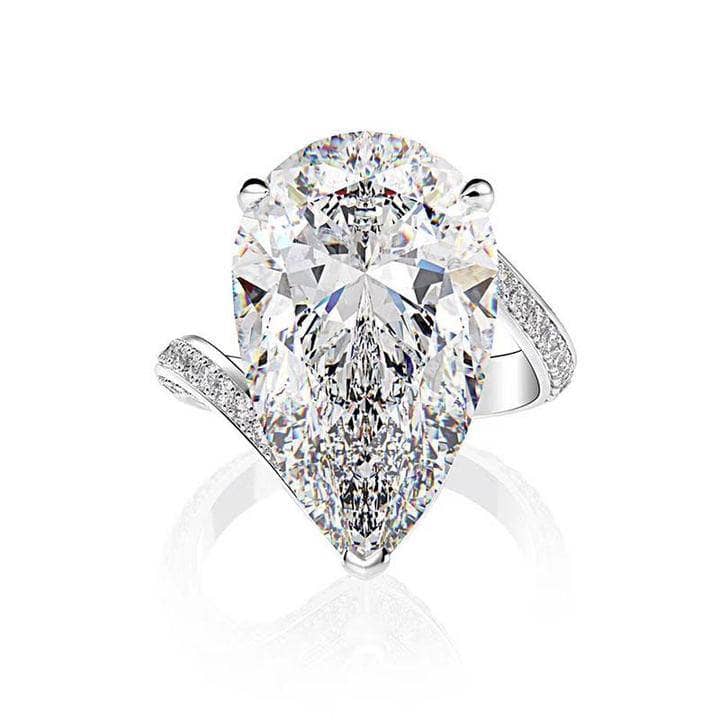6.50 ct Pear-Cut Moissanite Engagement Ring-Black Diamonds New York