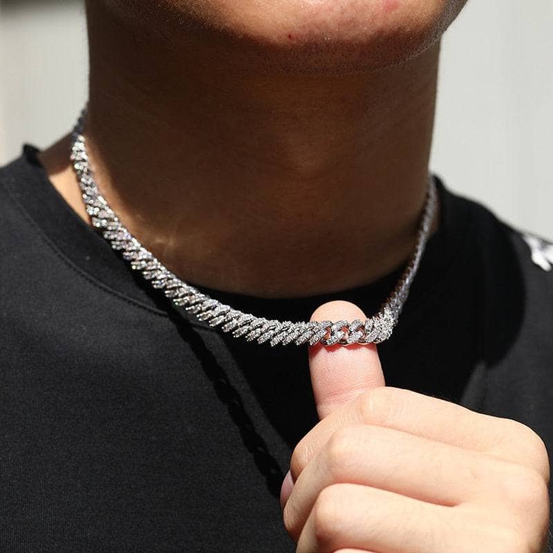 8mm cuban link chain with diamonds Clearance