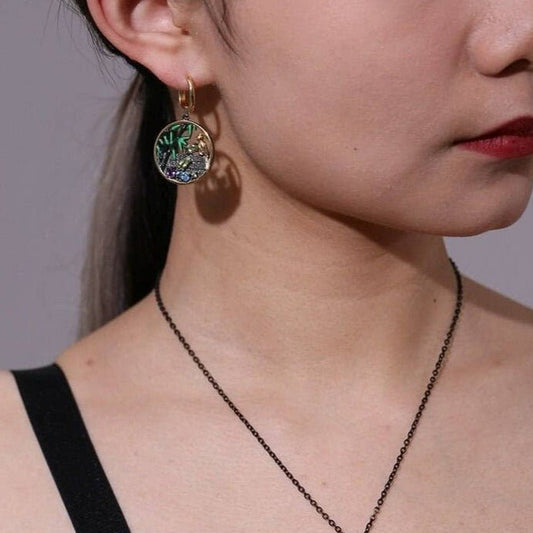 Bird & Bamboo Natural Peridot Dangle Earrings-Black Diamonds New York