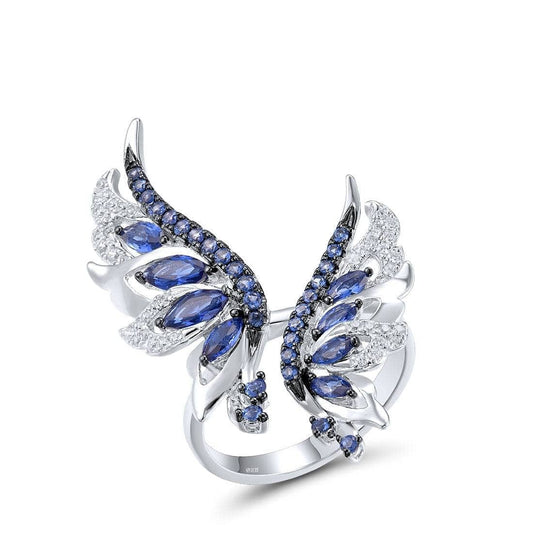 Blue & White EVN Stone Angel Wings Jewelry Set-Black Diamonds New York